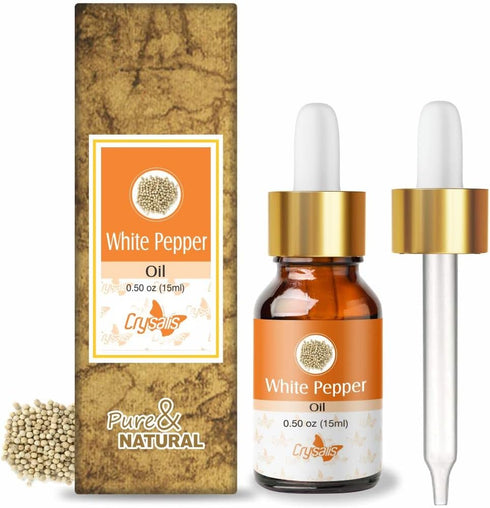 Crysalis White Pepper (Piper Nigrum L) Oil |100% Pure & Natural Undiluted Essential Oil - 15ml with Dropper...