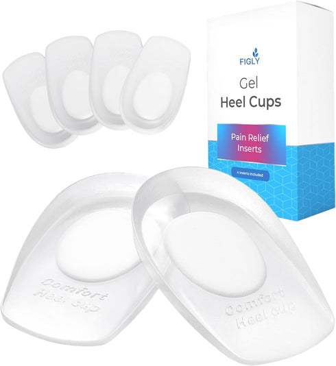 Heel Cushions for Heel Pain Relief (4 Pack) - Heel Spur Relief Products Heel Pads Heel Inserts Women Gel Heel Cups Heel Pain Men Heel Cups Plantar...