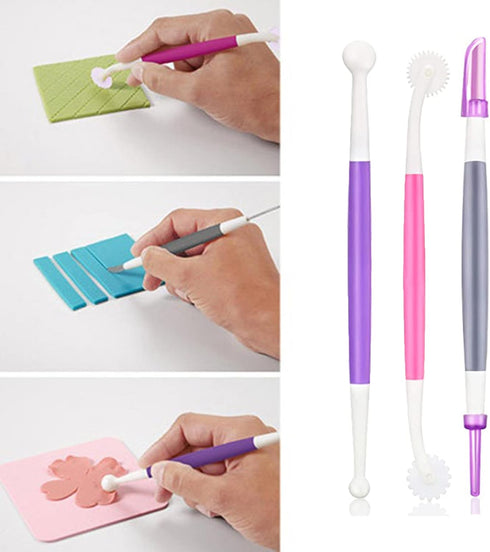 WAFJAMF 8 Pcs Cake Decoration Brushes Tools Set, Cookie Decorating Supplies Kit, Food Paint Brush with Double Head Fondant Gum Paste Tool for DIY ...