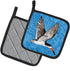 Caroline's Treasures 8692PTHD Bird on Blue Pair of Pot Holders Kitchen Heat Resistant Pot Holders Sets Oven Hot Pads for Cooking Baking BBQ, 7 1/2...