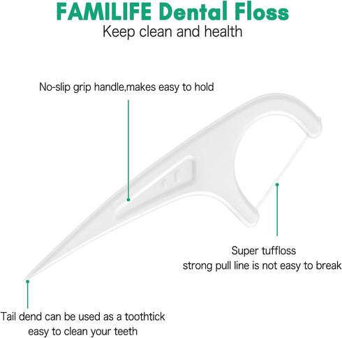 FAMILIFE Floss Picks, 240 Count Unflavored Dental Floss Picks, Tooth Picks Flossers with 4 Travel Handy Cases, Helps to Fight Tooth Decay and Keep...