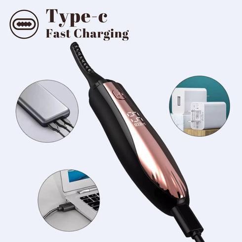 Heated Eyelash Curlers Electric Eyelash Curler with Eyelash Comb Natural Curling 24 Hours Long Lasting Rechargeable Makeup Tool with USB-C 4 Heati...