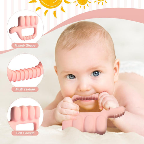 Silicone Teething Toys for Babies 0-6 Months, Teethers for Babies 6-12 Months, Thumb Baby Teether Toy, Sensory Toys for Babies, Baby Chew Toys...