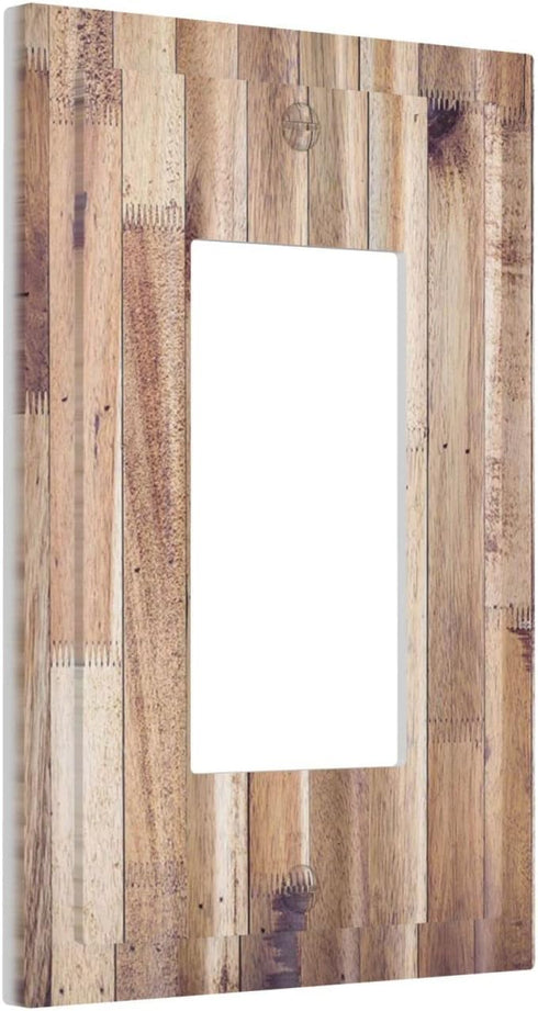 Rustic Country Plank Brown Old Wood Single Rocker Light Switch Cover Decorative 1 Gang Decora Wall Switch Plate Electrical Faceplate for Bathroom ...