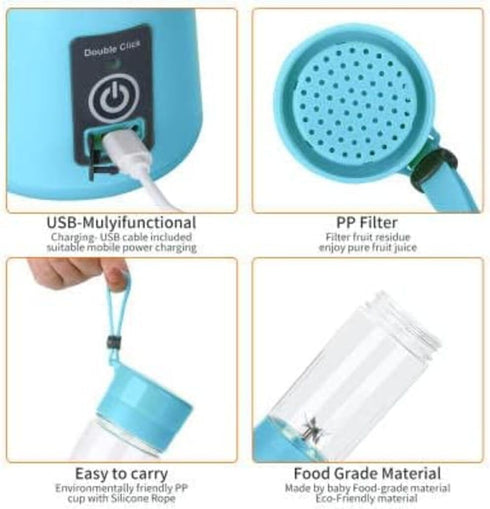 Compact, Travel Size, USB Rechargeable 12 Oz Portable Handheld Blender with Powerful Motor: Perfect for Smoothies, Shakes, Fruit/Veggie Juicer & B...