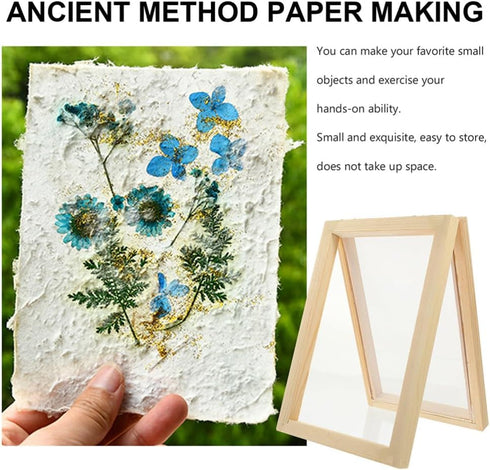 SEWACC 2pcs Wooden Paper Making Screen Papermaking Mould and Deckle Paper Making Mold Wooden Paper Making Screen Frame for DIY Paper Crafts...