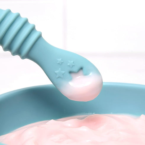 Silicone First Stage Baby Spoon Set – Baby Led Weaning - Self Feeding Utensils for Infants & Toddlers … (Seaside Palette Stage 1 Spoons)...