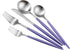 Gugrida Luxury Flatware, Royal 5 Piece Matte Purple Handle 18/10 Stainless Steel Tableware Sets for 1 Including Forks Spoons Knives, Camping Silve...