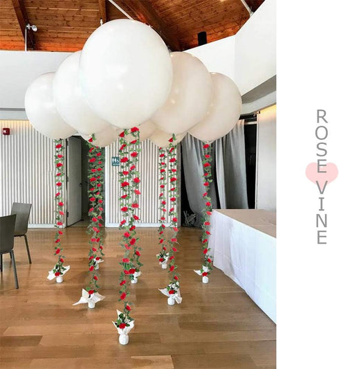 LESING Rose Garlands Artificial Rose Vines, 4PCS(28.8FT) Fake Silk Flower Vines with Greenery Plants for Wedding Hanging, Home Office Arch, Garden...