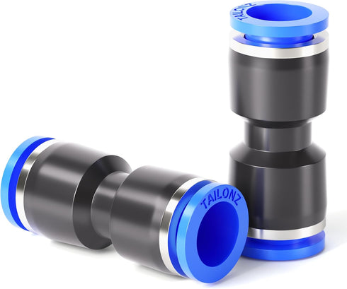TAILONZ PNEUMATIC Blue Straight 1/8 inch Tube OD Push to Connect Tube Fittings Push Lock PU-1/8 (Pack of 2)...