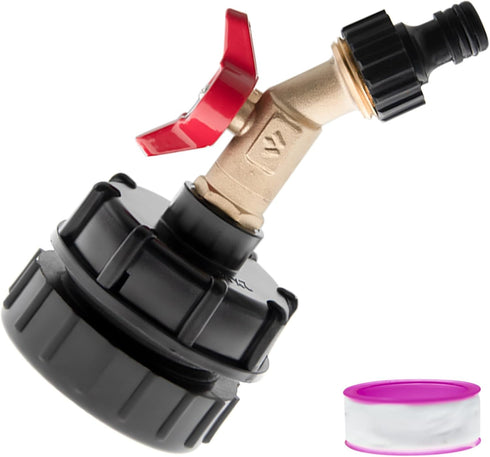 IBC Tote Fittings - 275-330 Gallon IBC Tote Adapter,IBC Tote Tank Adapter 2.44" Fine Thread IBC Tote Valve & Lead-Free Brass Hose Faucet Valve and...