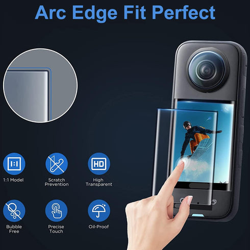 FiTSTILL Black Mini Carrying Hard Shell Travel Storage Case+Screen Protectors Compatible with Insta360x3 Accessories Kit,Easy Installation LCD Tem...