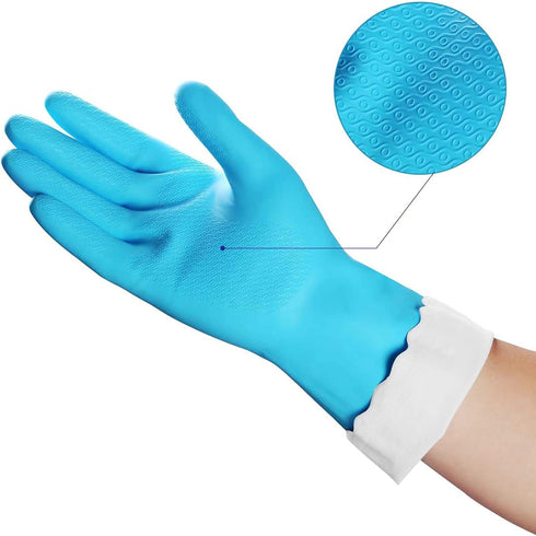 HSL Household Cleaning Gloves - Reusable Kitchen Dishwashing Gloves with Latex Free, Cotton lining, Waterproof, Non-Slip (Large, 2 Pairs)...