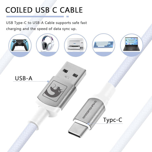 C01Pro Coiled USB C Cable for Gaming Keyboard,Nylon Braided Mechanical Keyboard Cable with Detachable Metal Aviator,Double-Sleeved,Pro Custom Type...