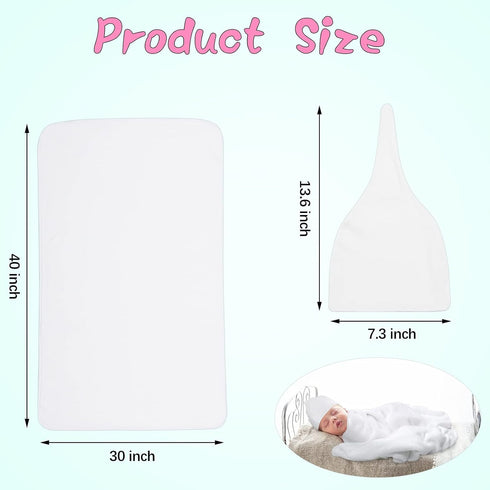 Sublimation Baby Name Blanket and Cap - Soft Newborn Blanket, 30 x 40 Inch, White...
