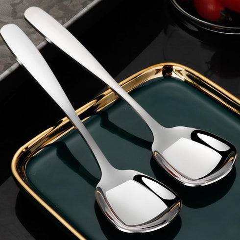 Square Head Spoons, Korean style Square Sugar Spoon,Thick Heavy Stainless Steel Soup Spoons Table Spoons Dinner Spoons Flat Square Spoon,7 Inch,Se...