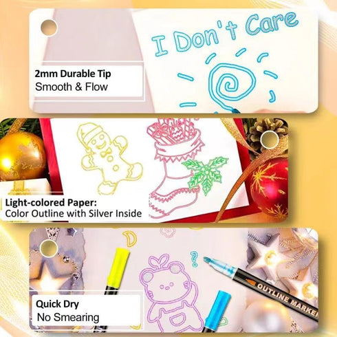 Double Line Outline Markers 36 Colors Super Squiggles Glitter Markers Self Outline Metallic Markers, Shimmer Markers Doodle Drawing Pens for Chris...
