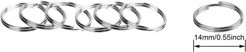 300 PCS 14mm Metal Split Ring Nickel Plated Small Key Chain Ring Part for Connecting Clasps Charms Links and Ornament Crafts, Silver...