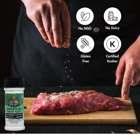 Smoke n Sanity Essence of Onion Salt - Certified Low FODMAP - Contains No Garlic - Low FODMAP Seasonings. Certified Gluten Free - Certified Kosher...
