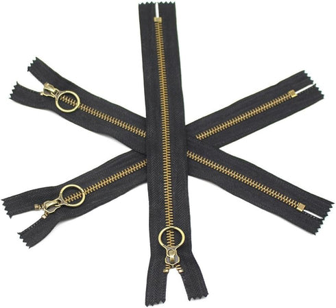 YaHoGa 10PCS 16 Inch (40cm) #5 Antique Brass Plated Metal Zippers Bulk Close End Metal Zippers for Sewing Purse Bags Crafts (#5 Anti-Brass)...