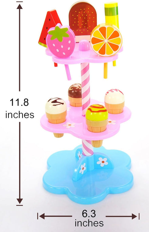 PowerTRC 22 Pcs Sweet Treats Ice Cream and Desserts Tower Playset | Perfect for Kids' Playtime Adventures with Popsicles and Ice Cream Delights!...