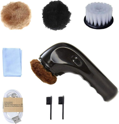 Shoe Buffer Kit Electric Shoe Polisher Brush Shoe Shiner Dust Cleaner Portable Wireless Leather Care Kit for Shoes, Bags, Sofa (Black)...