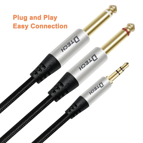 DTECH 5ft 3.5mm to 1/4 Adapter Audio Stereo Cable TRS 1/8 to Dual Quarter Inch TS 6.35mm Y Splitter Guitar AMP Aux Cord for Headphones Jack Laptop...