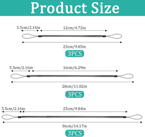 9 PCS Elastic Lanyard Tether Retractable Spring Coil Strap Pens Coil Spring Straps Touch Pens Plastic Coil Spring Leash Stylus Lanyard Cord for Te...