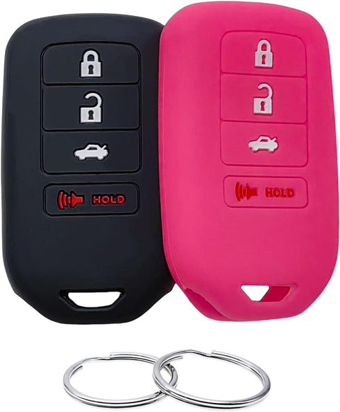 Silicone Rubber Key Fob Cover Compatible with 2013-2021 Honda Accord CR-V Civic Fit HR-V Odyssey Pilot Ridgeline (Not Fit Straight Key)...