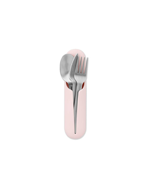 W&P Porter Stainless Steel Utensils with Silicone Carrying Case | Blush | Spoon, Fork & Knife for Meals on the Go | Portable and Compact Set...