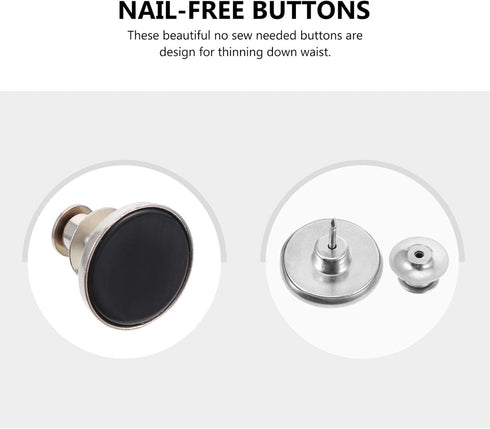 Non- Slip Pants Buttons 12Pcs Adjustable Buttons Instant Waist Button Extender Pants No Sew Button for Jean Pants Adjustable or Reduces Removable ...