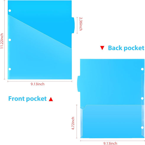 WOT I Plastic 5-tab Dividers with 2 Clear Pockets - 3 Sets, Binder Dividers for 3 Ring Binder, Bright Colors, 15PCS...