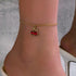 Vintage Red Cherry Anklet Chain Red Ruby Dangle Ankle Bracelet Gold Chain Anklet Bracelet Summer Beach Foot Chain Jewellery for Women...