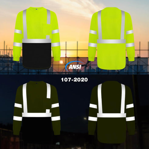 TCCFCCT Hi Vis Shirts for Men Class 3 Long Sleeve High Visibility Shirts for Men Women, Long Sleeve Work Shirts for Men Construction, Surveyors, D...