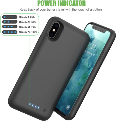 YHO Battery Case for iPhone Xs/X/10 Upgraded 6500mAh Protective Rechargeable Charging Case for iPhone X Extended Battery Pack for iPhone Xs Portab...