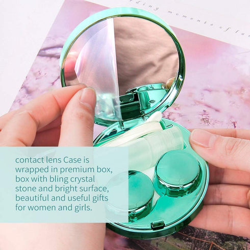 Contact Lens Case, Bling Constellations Contact Lenses Cases with Tweezers Remover Tool Mirror Solution Bottle Portable Contact Lens Storage Conta...