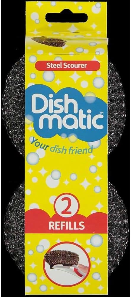 3 Packs of 2 Dishmatic Steel Scourer Refill Heads for cleaning BBQ's, Hot Plates, Steel Pots & Pans (6 in total)...