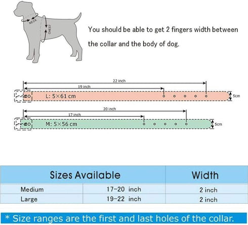 2" Width Leather Dog Collar, Spiked Studded Dog Collar Heavy Duty Dog Collar Adjustable for Medium Large Dogs (L, Black)...