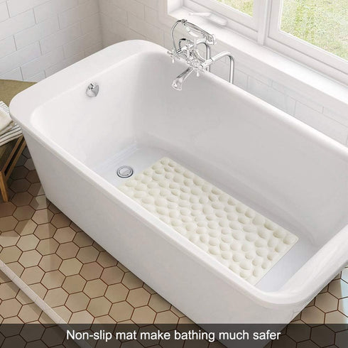 Non-Slip Bathtub Mat OTHWAY Soft Rubber Bathroom Bathmat with Strong Suction Cups (Beige)...
