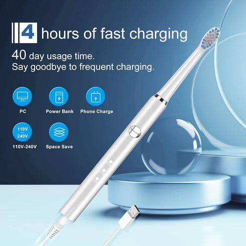 electric toothbrush, with 8 replacement brush heads and 1 travel box,sonic toothbrush for Adults and Kids,Portable rechargeable toothbrush for tra...