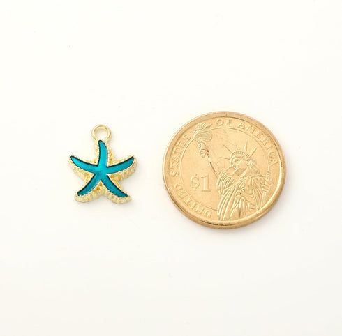 Gold Plated Enamel Starfish Charms Pendants for Jewelry Making,Five-Pointed Star Pendants,Alloy Cute DIY Jewelry Supplies for Necklace Bracelets E...