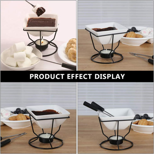 YARNOW 1 Set of Ceramic Butter Warmer Fondue Pot with Tealight Candle Chocolate Melt Pot Butter Cheese Melt Hot Pot for Cheese Chocolate...