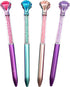 Diamond Pens Pack of 4 Cute Ballpoint Pens Retractable Ballpoint Pen gem pens Rhinestones Crystal Bling Plated Metal Color Blue Gel Ink Office Sup...