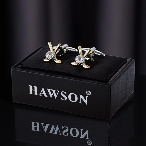HAWSON Silver Tone Golf Cufflinks for Men Shirt,Best Novelty Cuff Links for Boys....