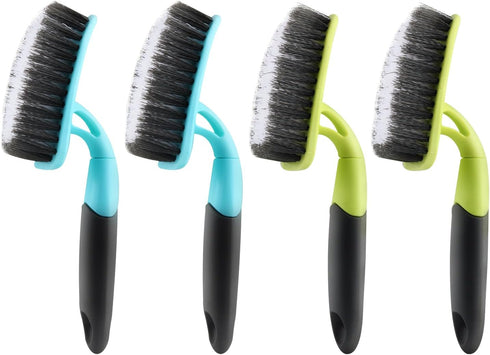 4PCS Bathroom Stiff Scrubber Brush,Long Handle Sink Brush,Edge Corner Cleaning Brush,Durable Stiff Bristles Heavy Duty Brush for Bathroom,Shower,S...