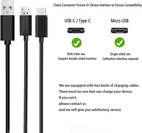 Charger Fit for Kindle Fire Tablet with 5Ft Type-C and Micro USB Cable for Charging Fire HD 6 7 8 10/Fire Max 11/Fire Plus/Kids/Kids Pro/HD HDX/Ki...