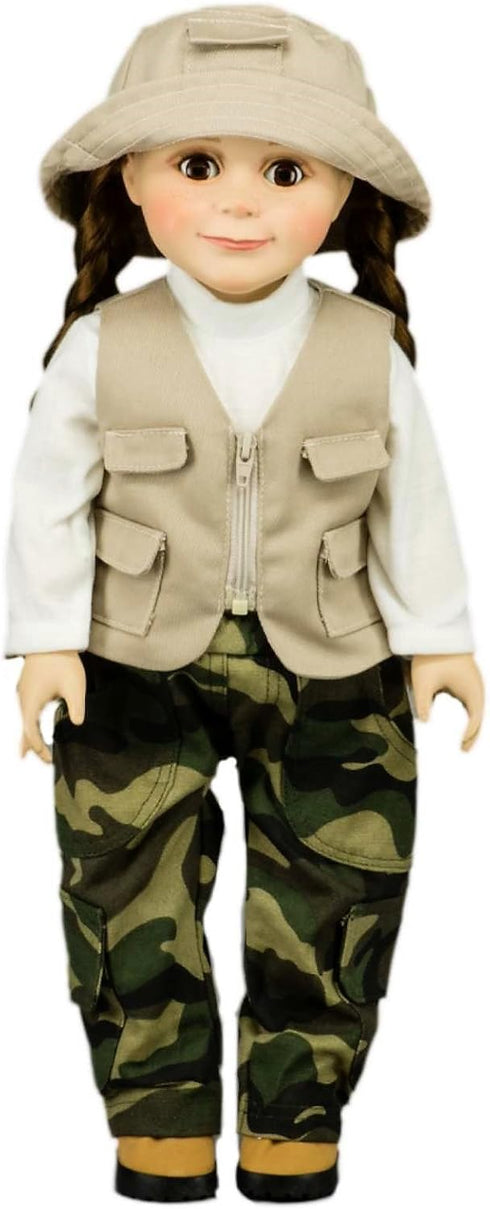 The Queen's Treasures 18 Inch Doll Clothes & Accessories, 4 Pc Fishing Outfit with Pants, Hat, Vest & Shirt, Compatible for Use with American Girl...