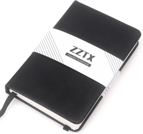 ZZTX 2 Pack Small Pocket Notebook 3.5" x 5.5" Hardcover Lined Paper Mini Notepad with Black Leather Sketchbook Composition Notebook...