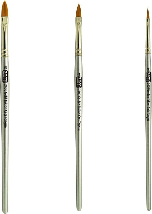 ZEM Brush Golden Taklon Cat's Tongue Brush Set...