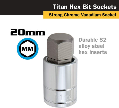Titan Tools - 3/8 Dr 20Mm Hex Bit Socket (15620)...